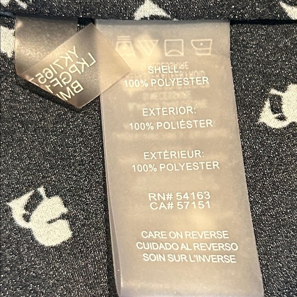 Karl Lagerfeld Signature Logo Button Down Blouse Black White Chic Office Size XL - Picture 12 of 13